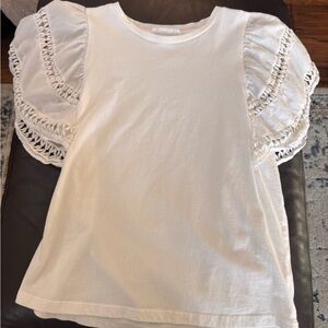 White Lace Sleeve Women's Tank Top